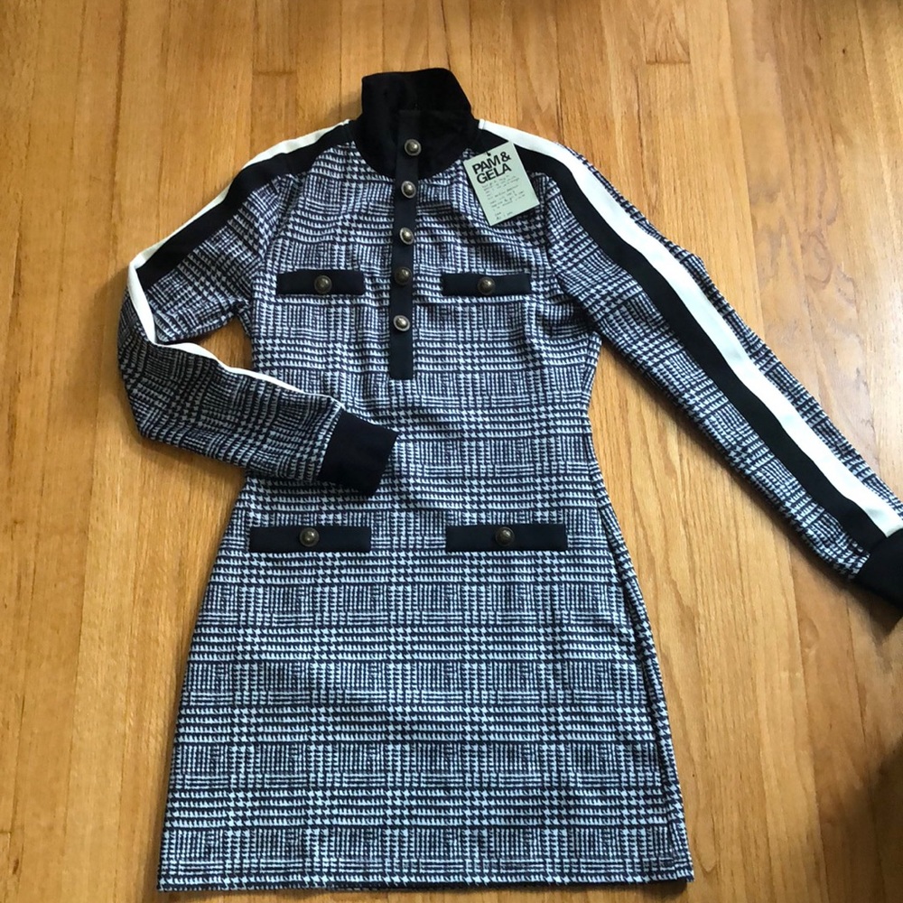 Pam & Gela glen tart track dress, zip front